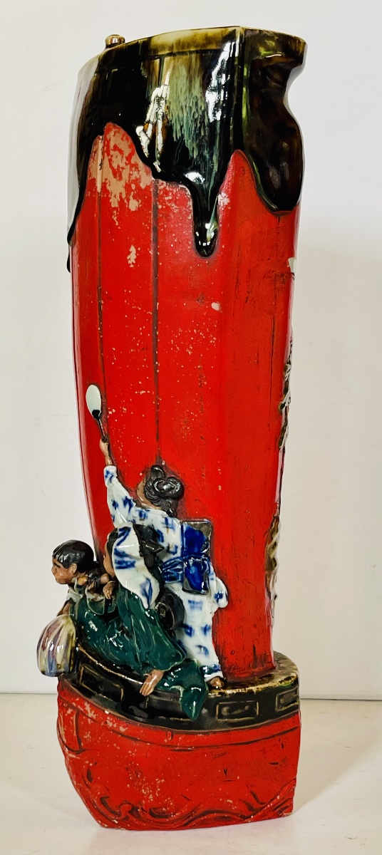 Japanese Sumida Gawa Vase Signed By Ban-ni, Meiji Period, 1900.-photo-7